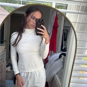 White Turtleneck Long Sleeve Top